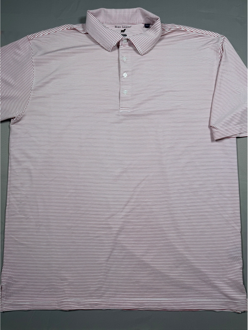 Horn Legend Performance Luxury Polo Mens XL Red White Striped Golf Stretch